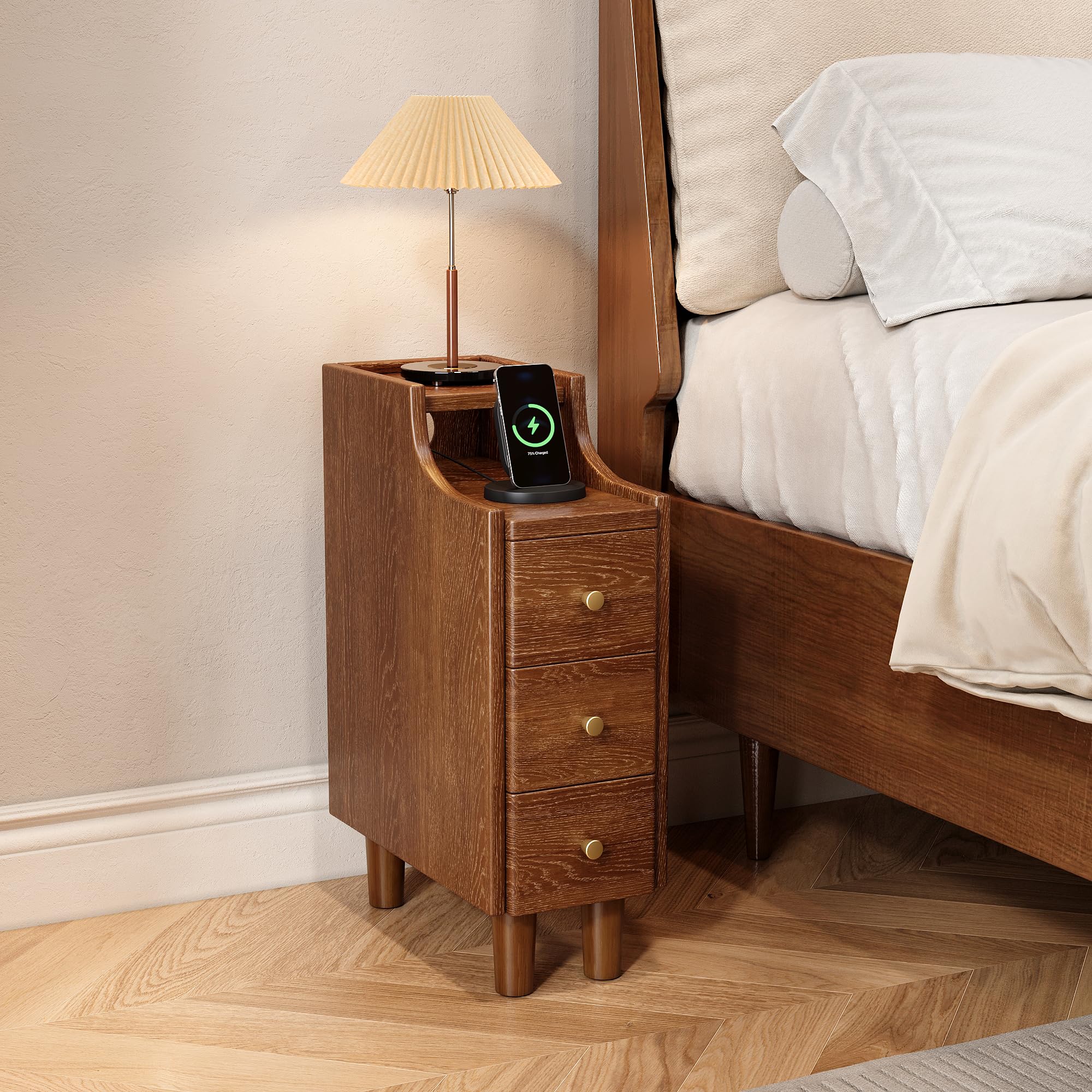 IUNVR Narrow Nightstand with 3 Drawers