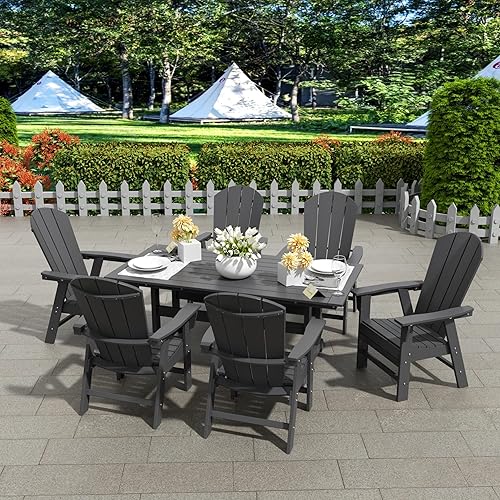 Vista 90 de WestinTrends Malibu Malibu Patio al aire libre HDPE plástico Adirondack silla comedor teca