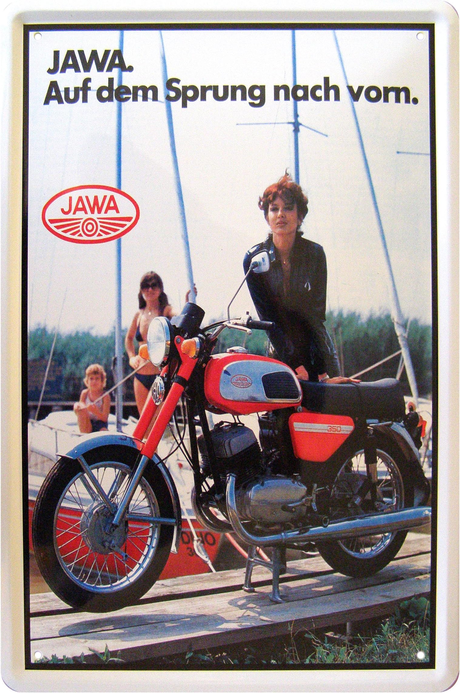 Motorcycle Funny Advertisement Replica Tin Sign with"Java-Forward design on the go