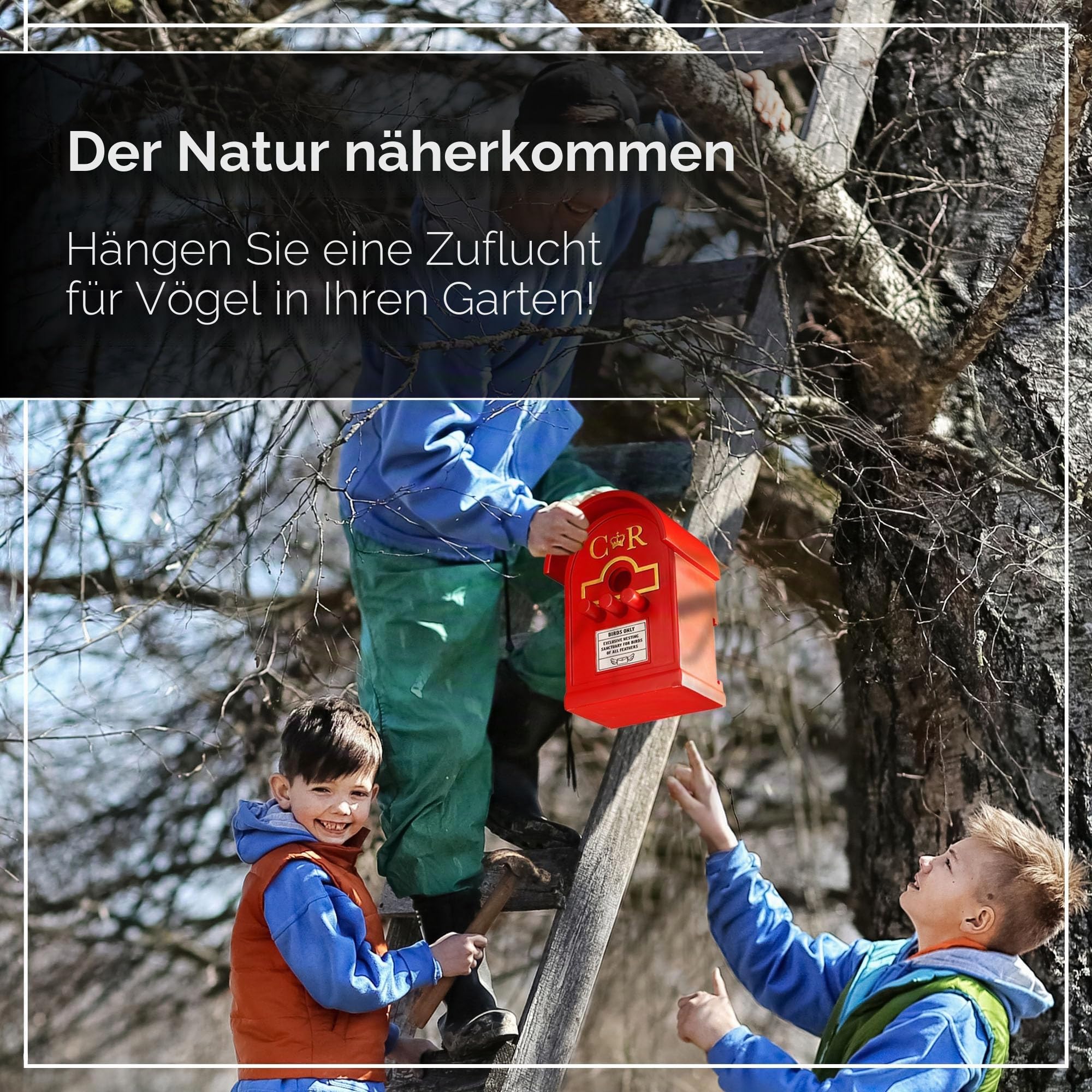 Wrenbury Briefkasten Vogelhaus für kleine Vögel - Hängender Nesting Briefkasten Vogelkästen für Garten - Wetterbeständiges Harz - Wandmontage
