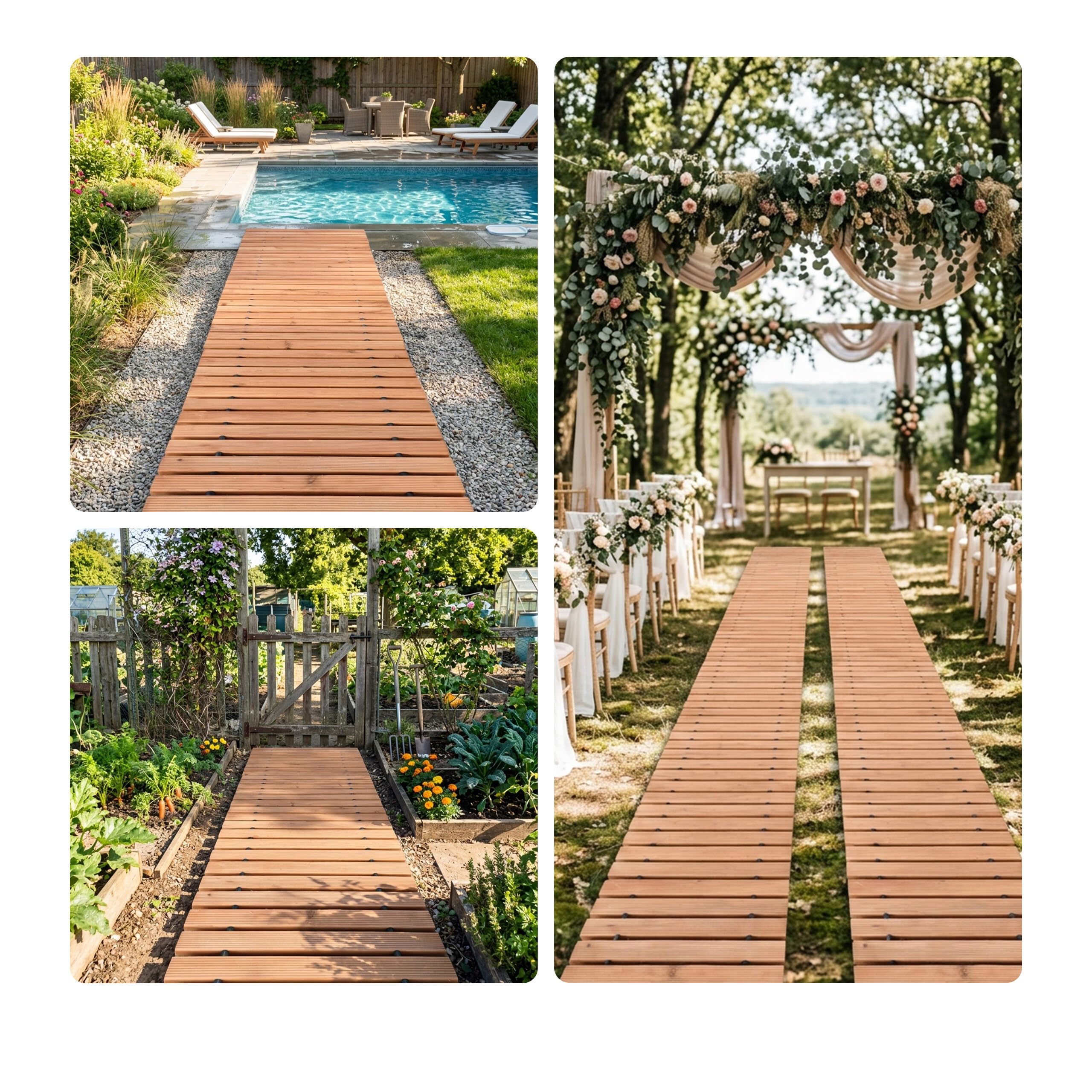 Relaxdays Passerella in Legno Arrotolabile, Sentiero per Prato, Piscina e Spiaggia, Antiscivolo, 2x245x55 cm, Naturale