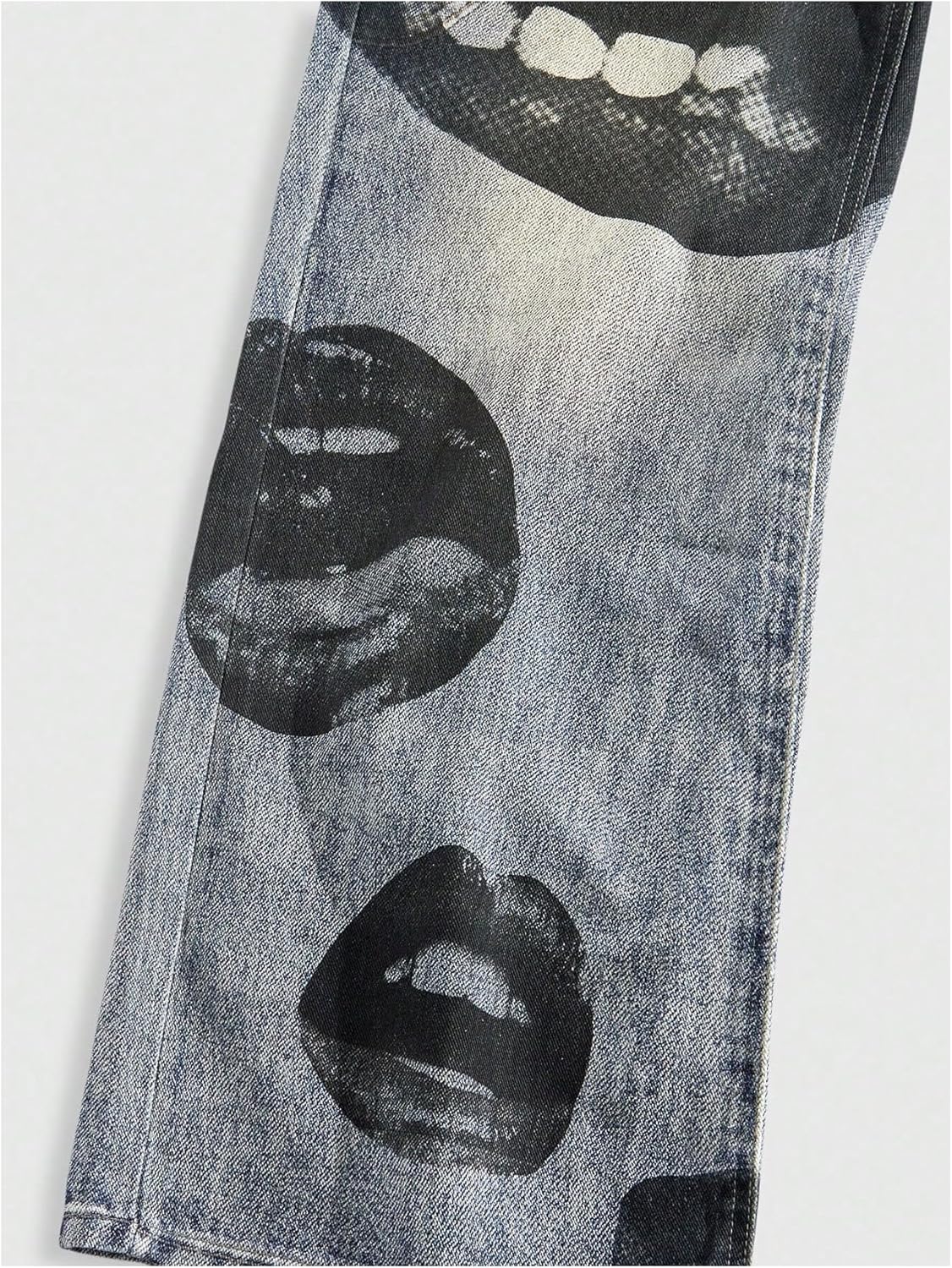 Men's Baggy Jeans Y2k Lip Print Wide Leg Casual Loose Denim Pants with Pockets - Image 5