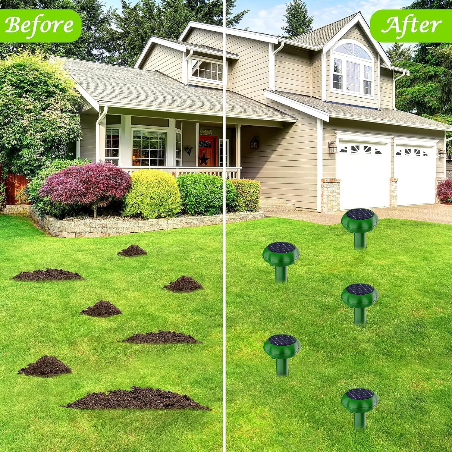 Scaccia Ultrasuoni Solare, Repellente Ultrasuoni Solare con Impermeabile, Impermeabile IP66 per Giardino, Cortile e Fattoria, Repellente per Talpe