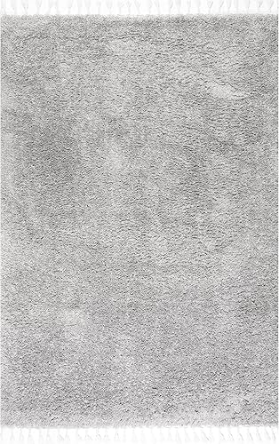 Miniatura 8 de nuLOOM Neva - Alfombra de área afelpada y moderna, con borlas, 9 x 12 pies, color gris