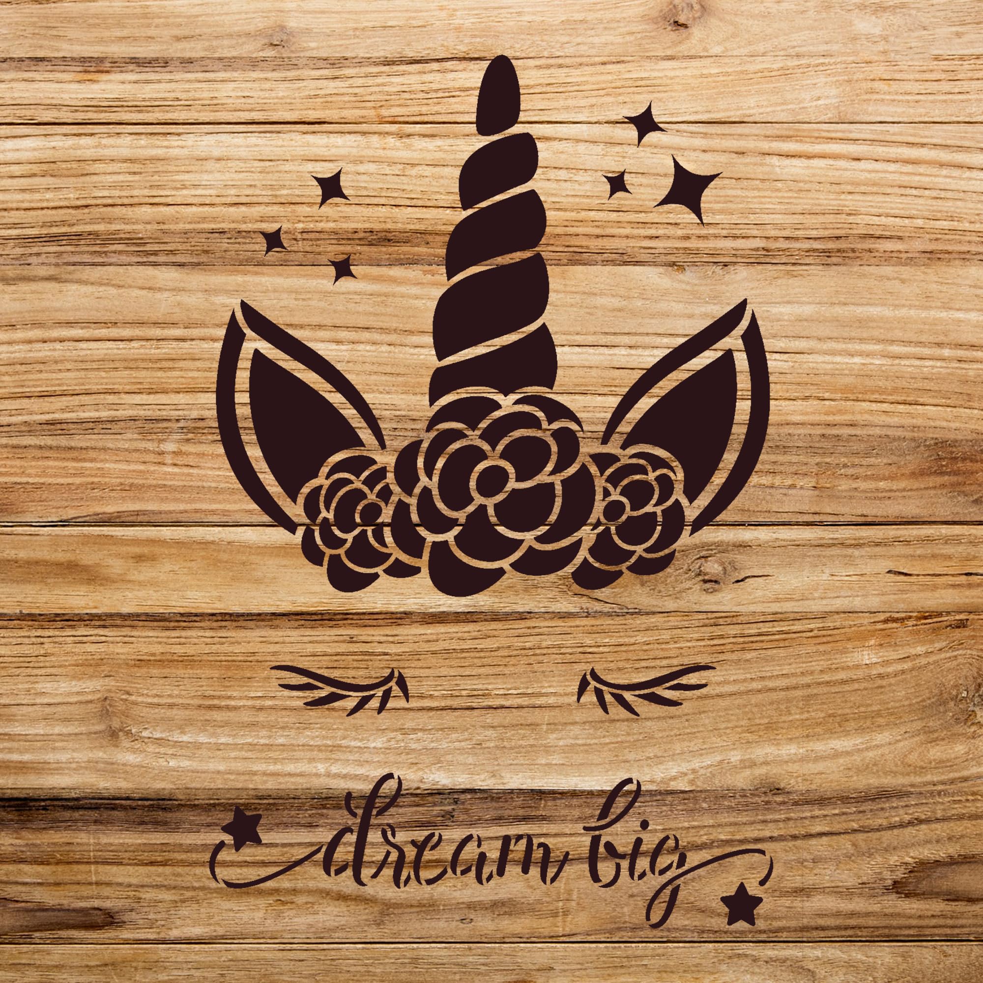 Unicorn and Stars Stencil Pattern for Walls and Crafts, Reusable Mylar Template, Ideal for Children's Bedroom and Nursery Home Decor - Size A2 (15.6