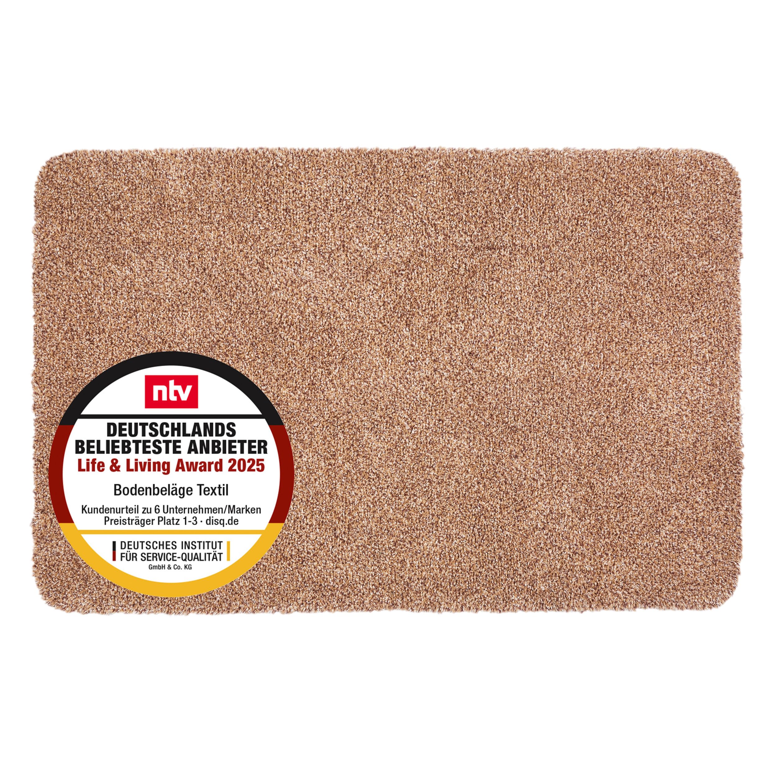 Astra Schmutzfangmatte innen waschbar 80x120 cm – Sauberlaufmatte beige 100% Baumwolle Türmatte - Entra SAUGSTARK - rutschfeste Fußmatte pflegeleicht