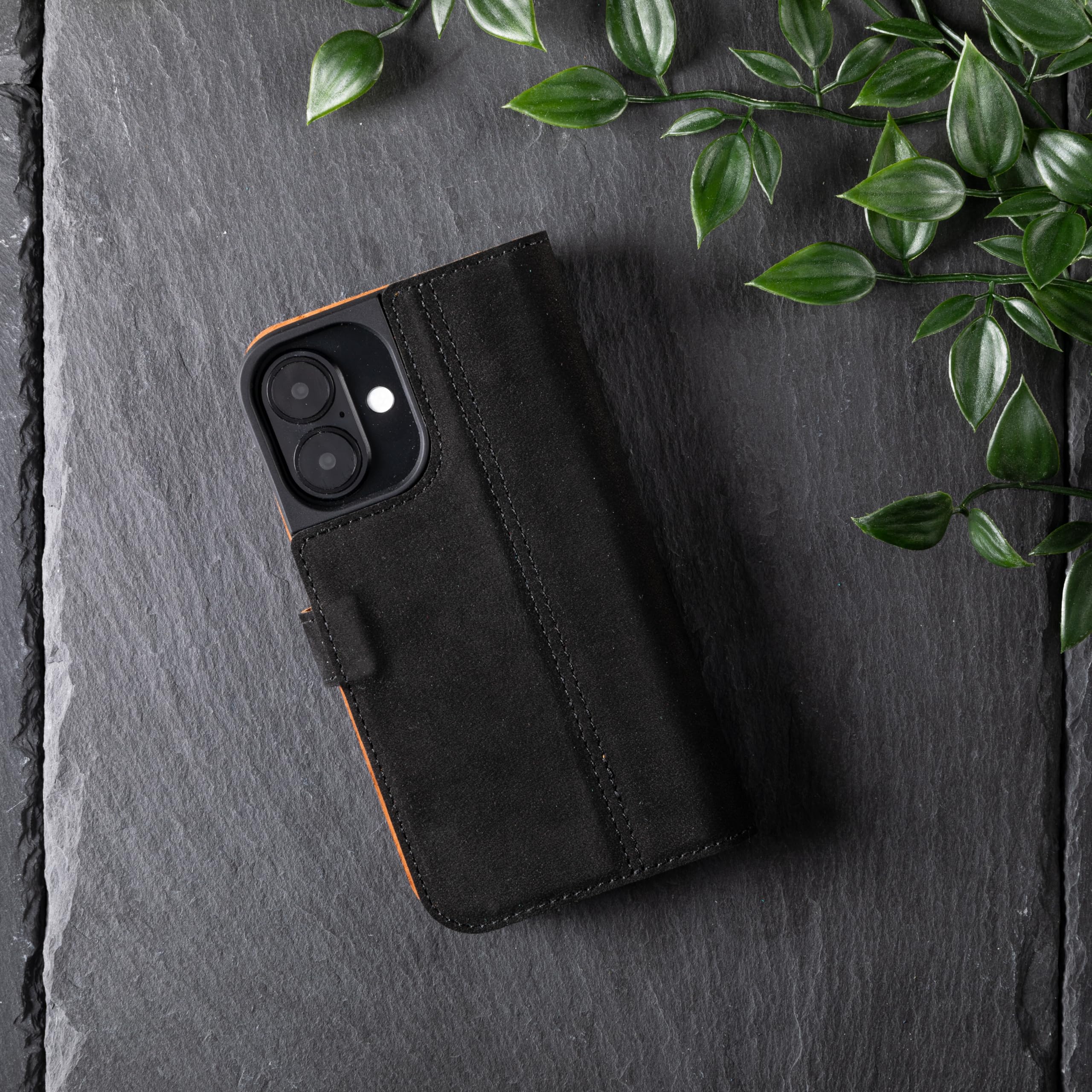Snakehive Skórzany portfel na iPhone'a 16 - Prawdziwy skórzany portfel etui na telefon - prawdziwa skóra z podstawką do oglądania i 3 przegródkami na karty - etui folio z klapką z przegródką na kartę