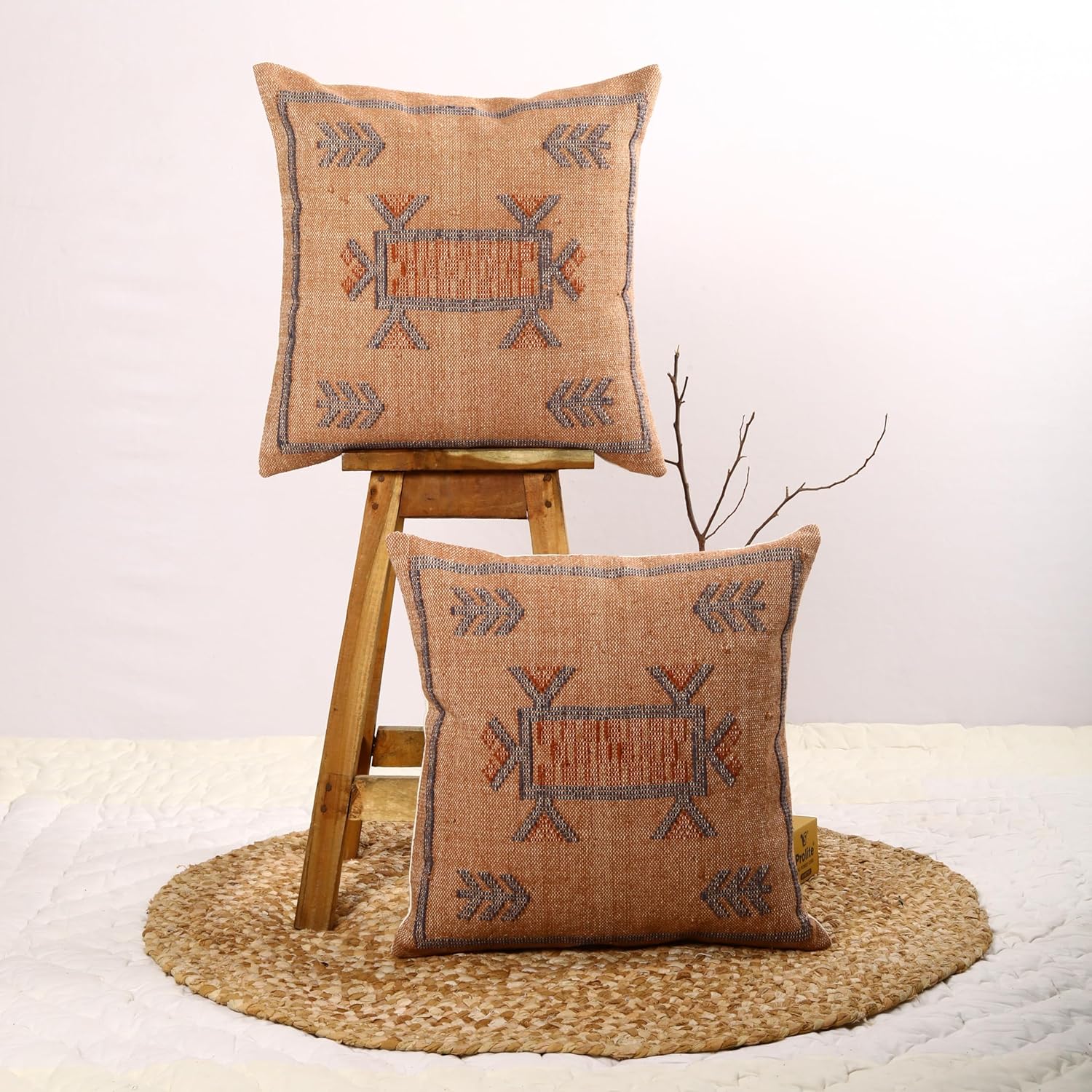 Trade Star 100% Cotton Cushion Covers Designer Square Pillow Shams Handwoven Pillowcase Handloomed Rug Decorative Cushion Cases 18x18 Inches Set of 2 Throw Pillow Covers