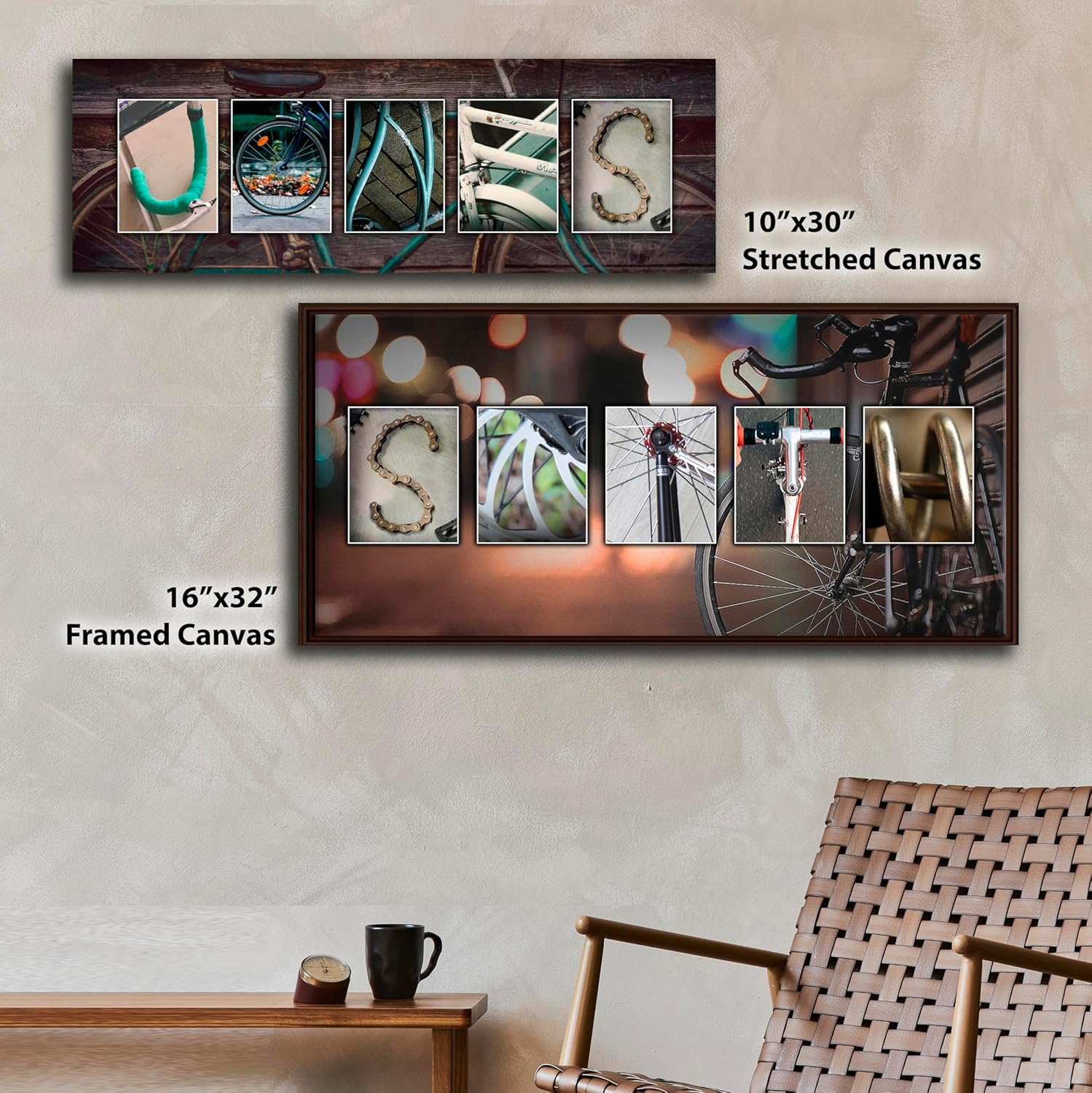 Personal-Prints BICYCLE Personalized Cyclist Name Art Décor Gift | Customized Unique Bike Name Art Present (6"x18" Stretched Canvas)