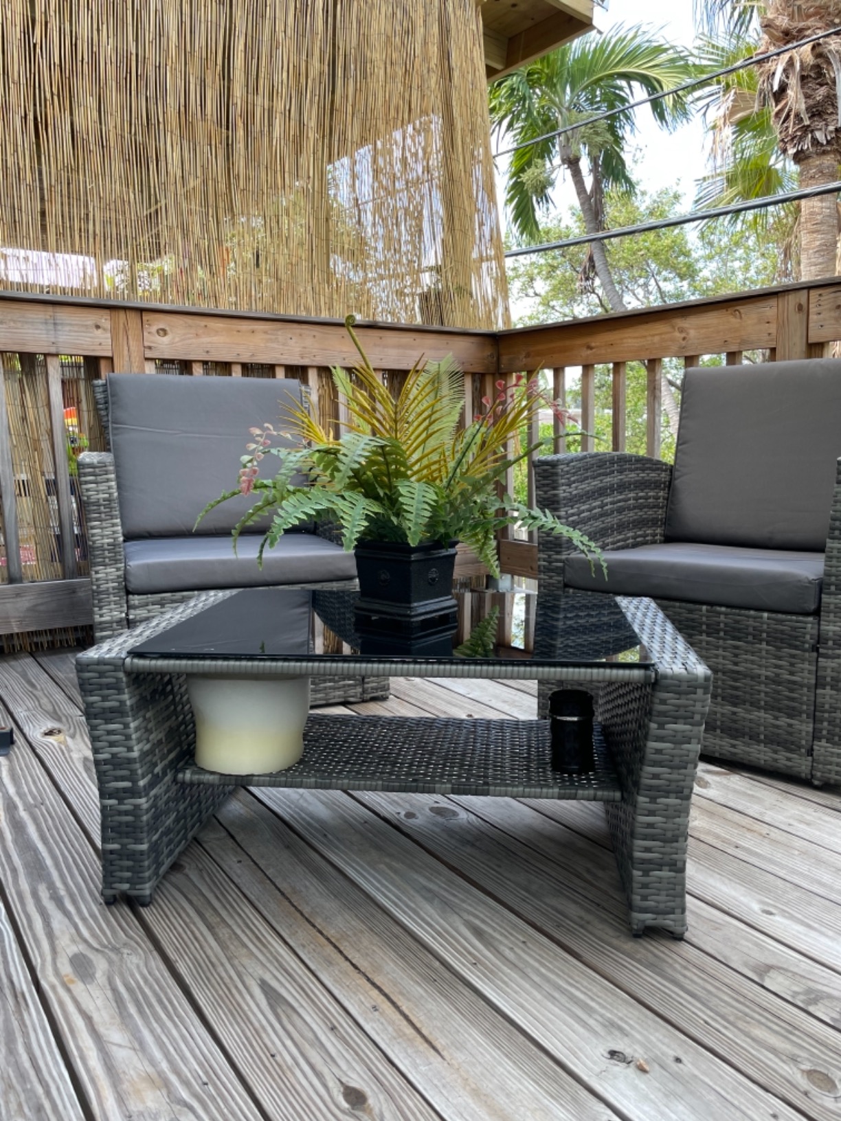 37/mo Finance Vakollia 4 Piece Outdoor Patio Furniture Sets, Wicker
