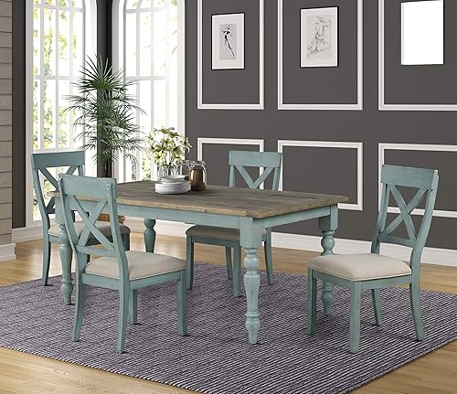 Miniatura 10 de Roundhill Furniture Prato - Juego de 2 sillas de comedor tapizadas con parte trasera de madera, color blanco envejecido