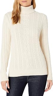 Women's 100% Cotton Cable Knit Turtleneck Sweater - Soft, Durable & Affordable