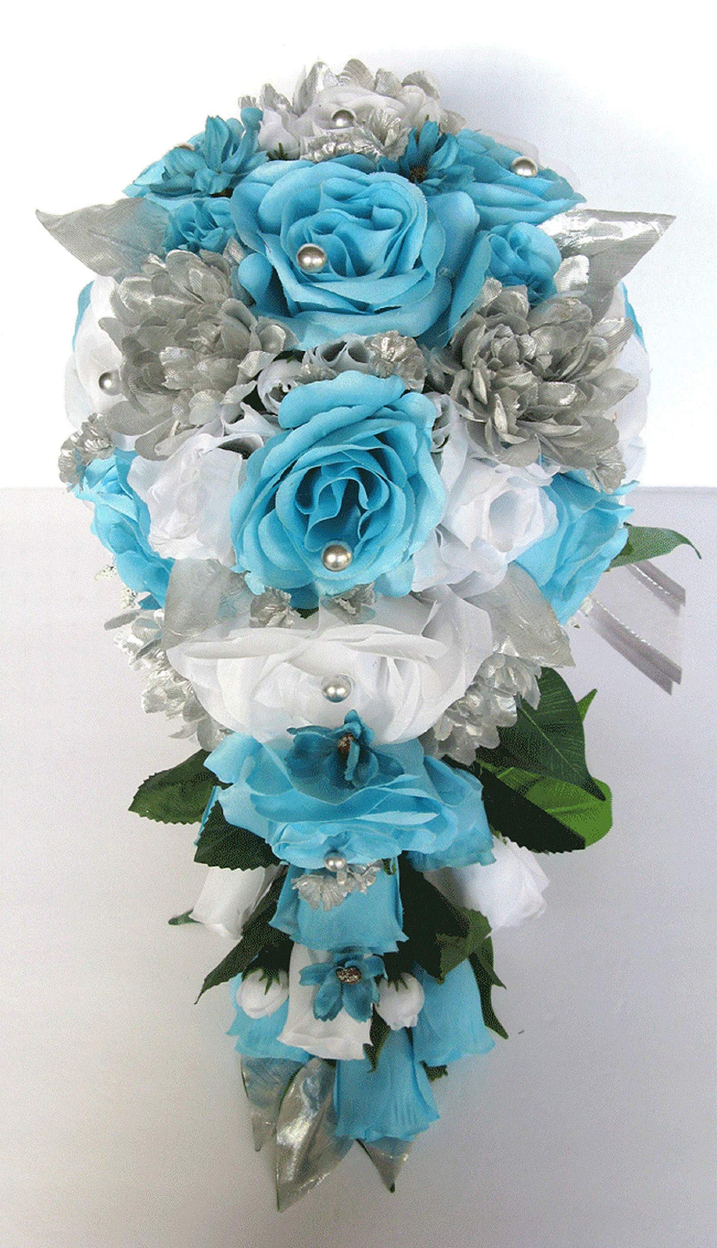 ウェディングブーケ カラー Amazon｜ウェディングブーケ 17ピースパッケージ ブライダルブーケ