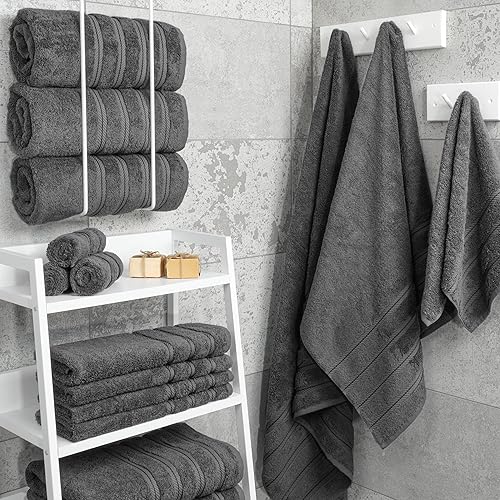 Miniatura 360 de American Soft Linen - Juego de 4 toallas de baño, 100% de algodón turco de 27 x 54 pulgadas, toallas de baño extragrandes, toallas para ducha