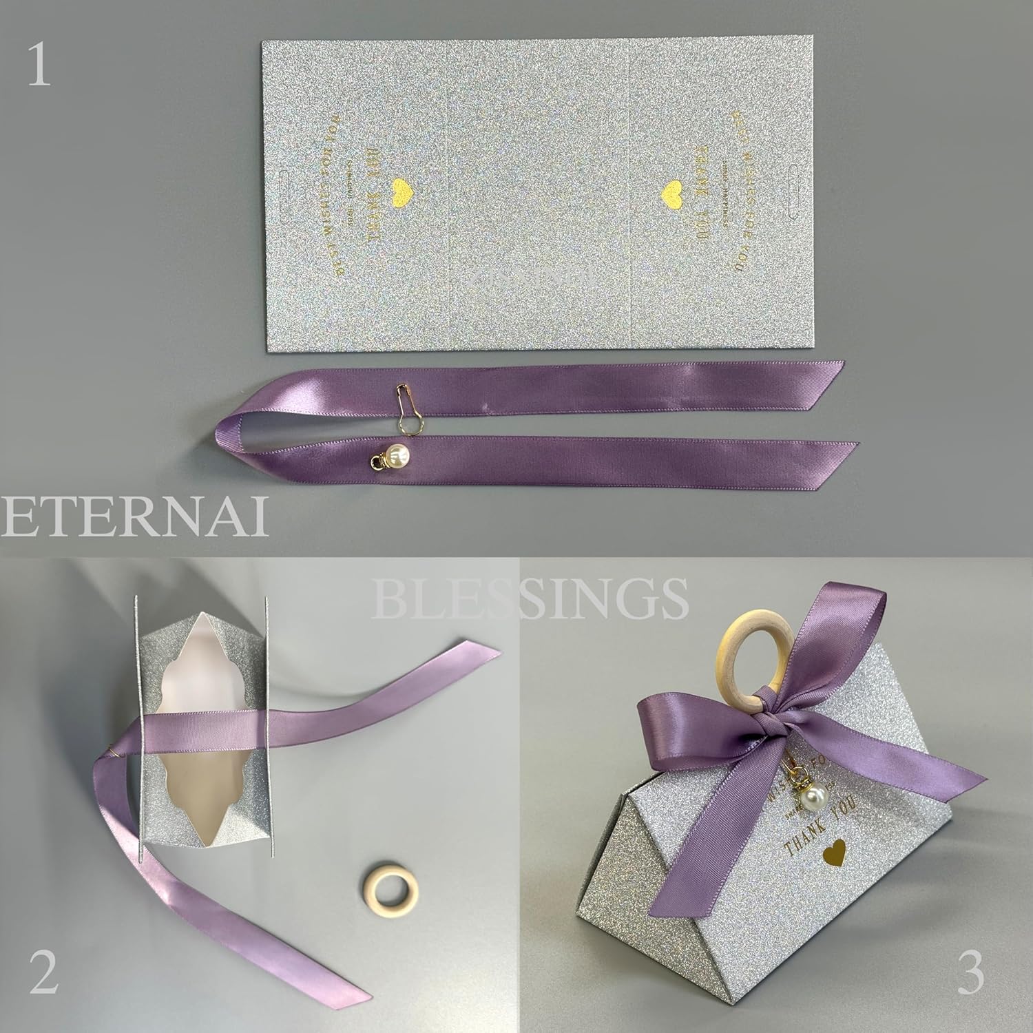 ZJSXINDI 15 Pcs Favor Boxes Gift Wrap Boxes Silver Flash Gift Box 5"x 3" For Party Favor, Weddings, Bridal Showers, Bridesmaids... Gift Wrap Boxes Bulk for Crafting (Purple) - Image 5