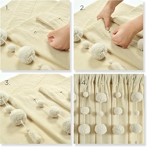 Miniatura 7 de Lush Decor - Cortina con borlas de estilo boho (panel único), 84 x 52 pulgadas (L x A), lino oscuro