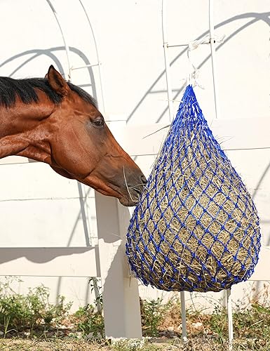 Miniatura 6 de Harrison Howard Red de heno de alimentación lenta para caballos con agujeros de malla de 2 x 2 pulgadas, alimentador de cabra azul 40 pulgadas