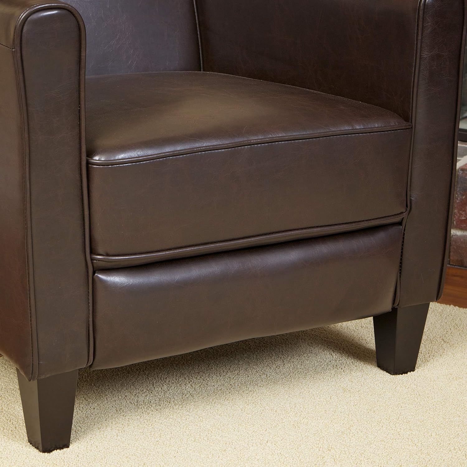 Exclusive Discount 90% Price Great Deal Furniture Lucas Brown Leather Modern Sleek Recliner Club Chair