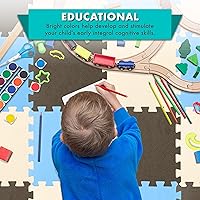 Vista 9 de ProSource Alfombra de espuma para rompecabezas para niños y bebés con colores sólidos, 36 o 16 azulejos encajables con bordes, Negro/Gris/Blanco