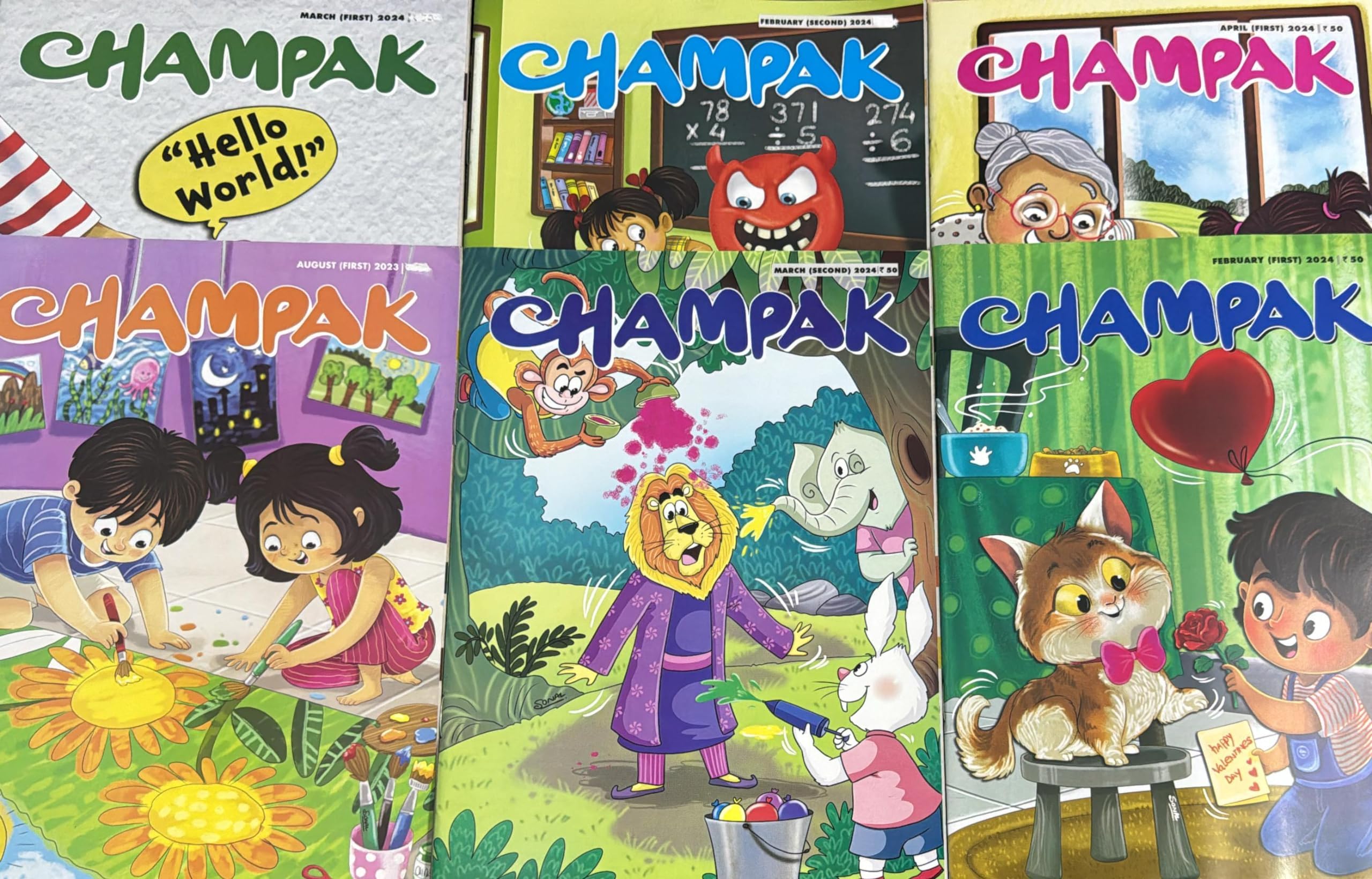 Champak English Kids magazine February March & April 2024 and Aug 23 Editions Total 6