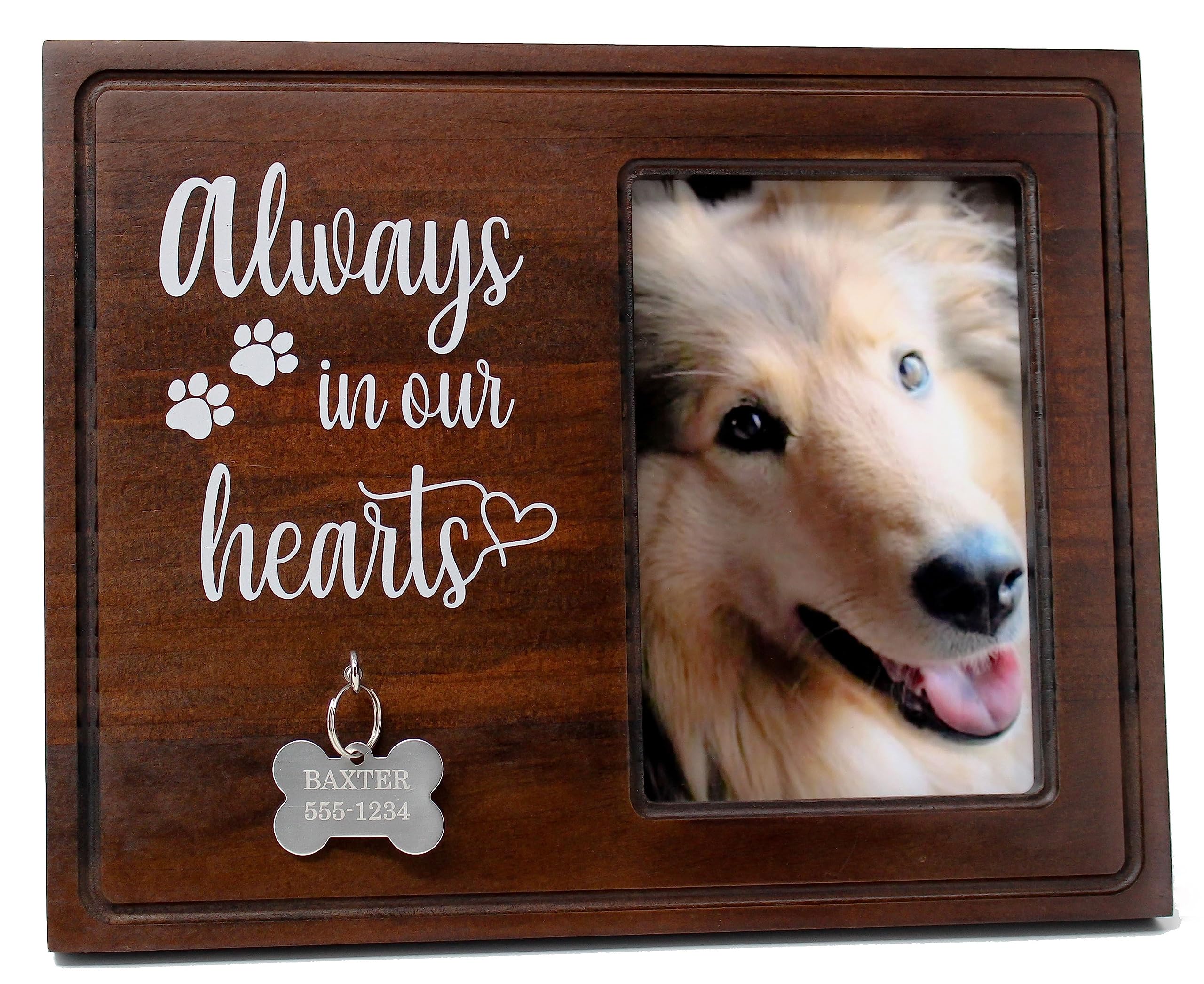 Memory Grove Pet Memorial Picture Frame - 4 x 6 Dog Photo Keepsake with ID Tag Display - Wood Frame with Metal Stand and Photo Storage - Rainbow Bridge Pet Memorial Gifts for Loss of Dog or Cat (B0C72RCNG7) Amazon Price History, Amazon Price Tracker
