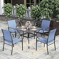 Vista 17 de HERA'S HOUSE Juego de comedor rojo para 4, juego de mesa y sillas de exterior de 5 piezas, 4 sillas de comedor de textileno, mesa de comedor