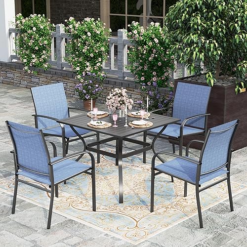 Miniatura 17 de HERA'S HOUSE Juego de comedor rojo para 4, juego de mesa y sillas de exterior de 5 piezas, 4 sillas de comedor de textileno, mesa de comedor