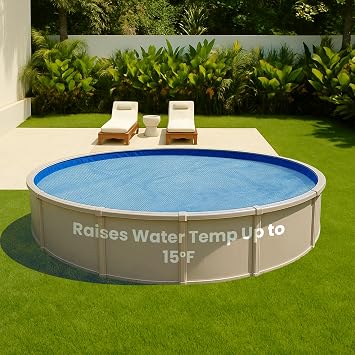 Sun2Solar Solar Pool Cover 16 Mil | 18 Ft Clear | Heat Retaining Solar Blanket | Round Swimming Pool Cover | Water Conservation & Debris Protection