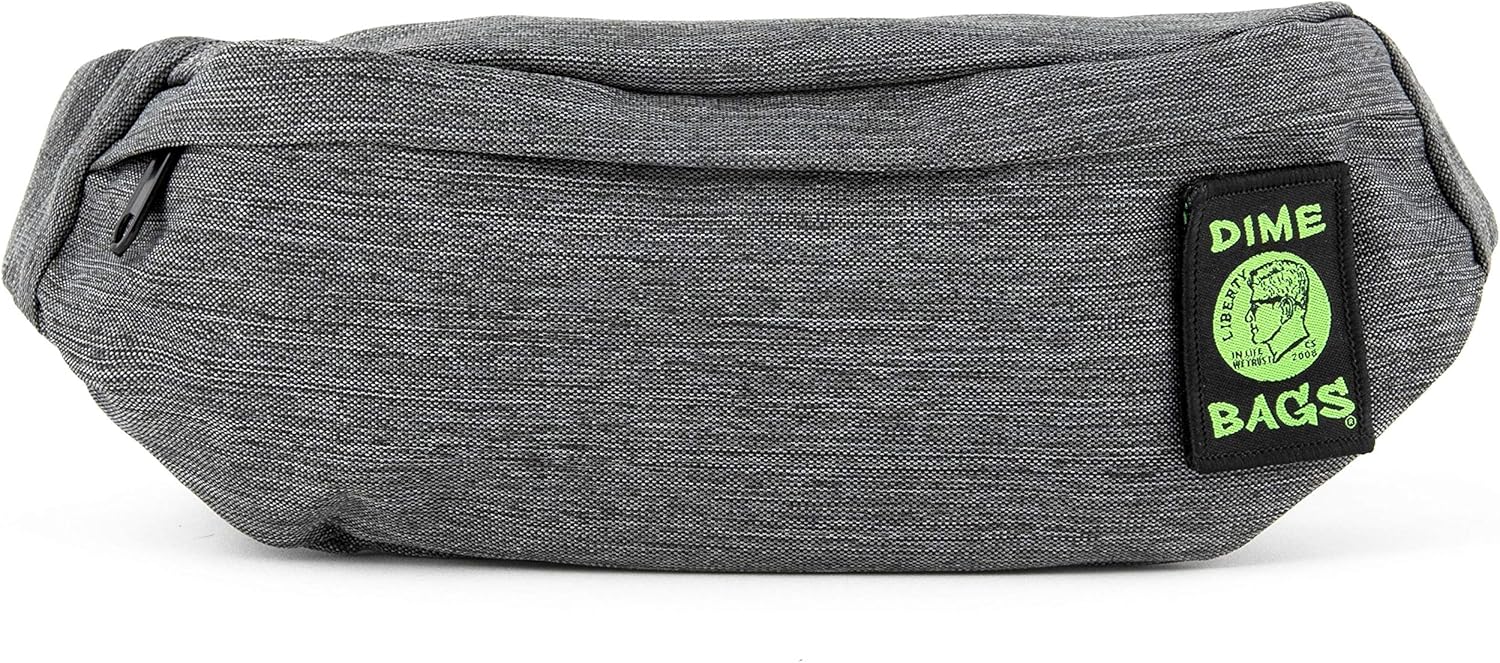 Dime Bags Fanny Pack, Water Resistant Material, 4 Storage Pockets, Adjustable Strap & Interchangeable Patch, Lightweight Waist Bag for Hiking, Travel & Everyday Use, Puff Pack (Black)