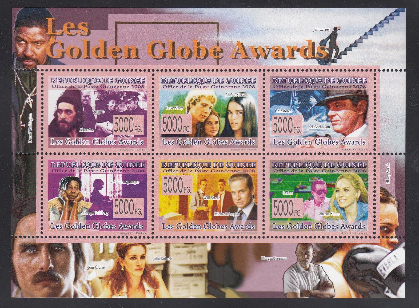 Golden Globe Awards Jack Nicholson, Al Pacino, Michael Douglas Collectible Postage Stamps