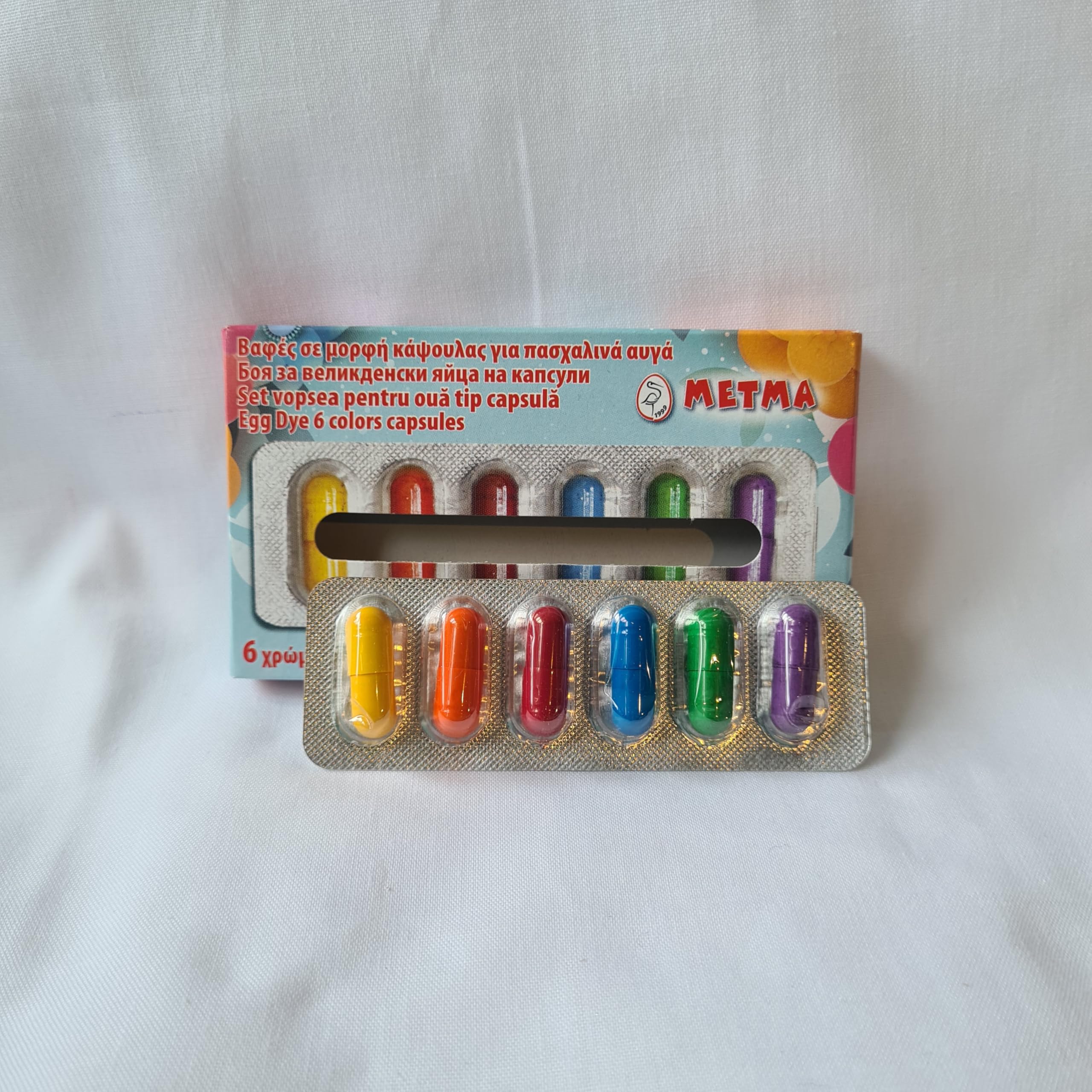 Metma Perl & Brilliant 6 Capsules Pearl Dye Paint For Decorating Painting Colourful Art Easter Egg Eggs - Red,Green, Orange, Blue, Yellow, Purple Brilliant Colours