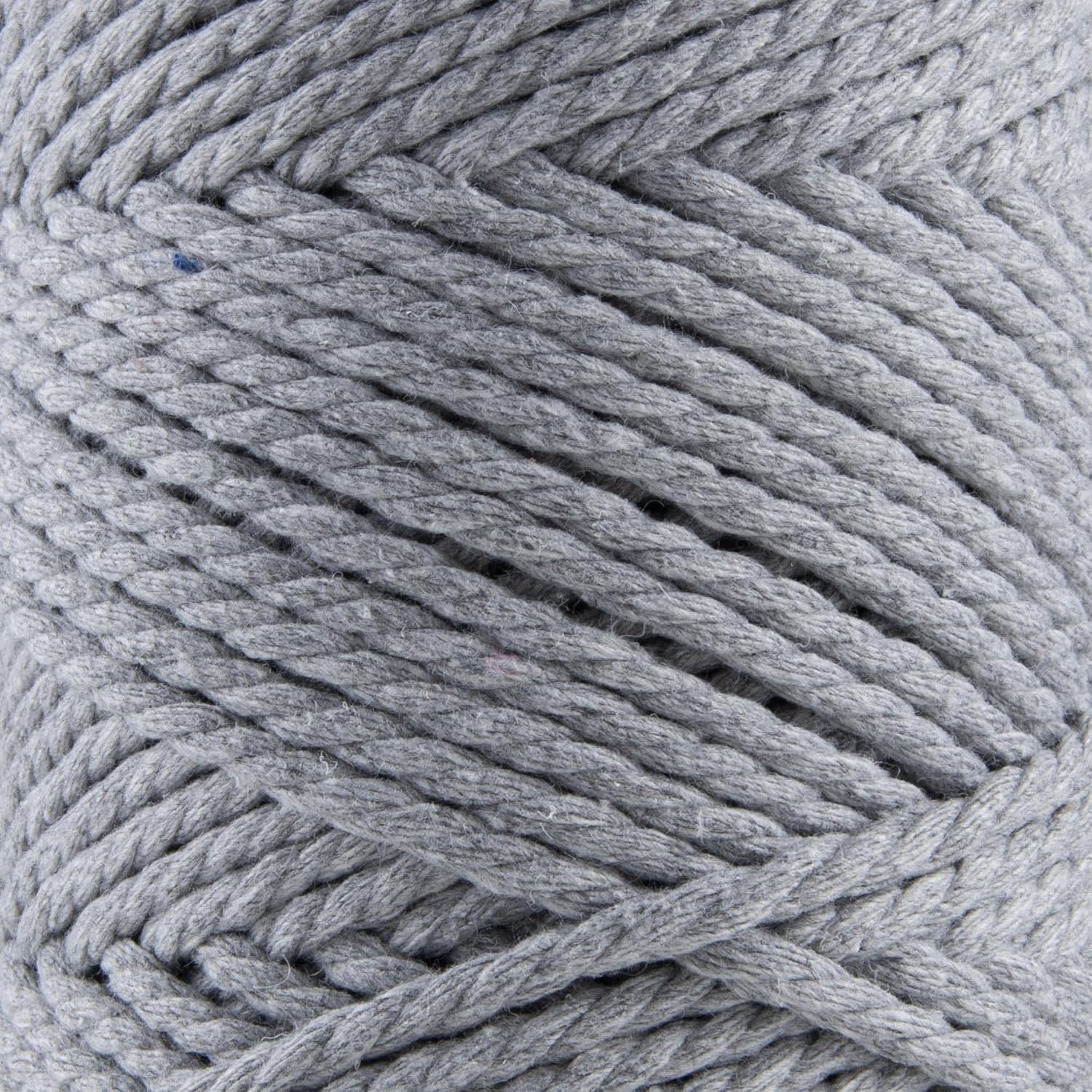 Sensy Premium Macrame Cord - 4 Skeins, 3mm, 100% Cotton, 245 Feet, 3 Strand Twisted (Silver)