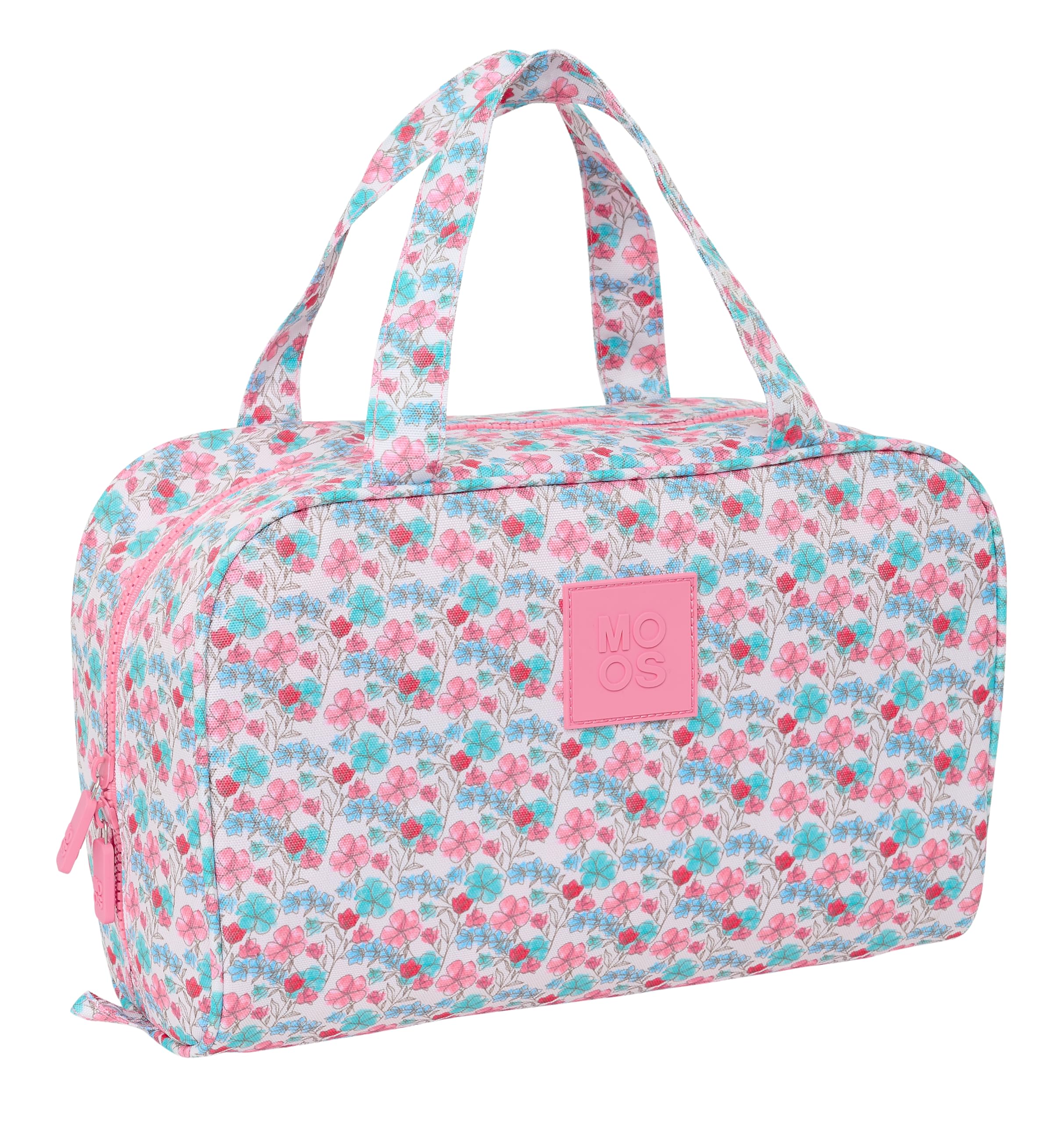 Safta MOOS Flores Rectangular Toiletry Bag with Handle, Children's Toiletry Bag, Adaptable to Cart, Ideal for Children from 5 to 14 Years, Comfortable and Versatile, Quality and Resistance, 31 x 14 x