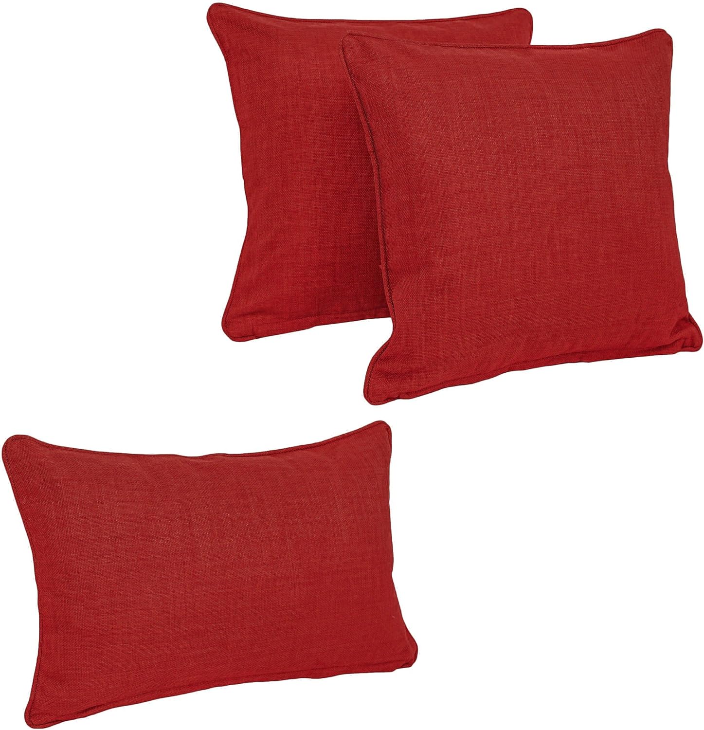 Blazing Needles Double-Corded Solid Outdoor Spun Polyester Throw Pillows with Inserts Set, Set of 3, Avocado, (9817-S3-CD-REO-SOL-02)