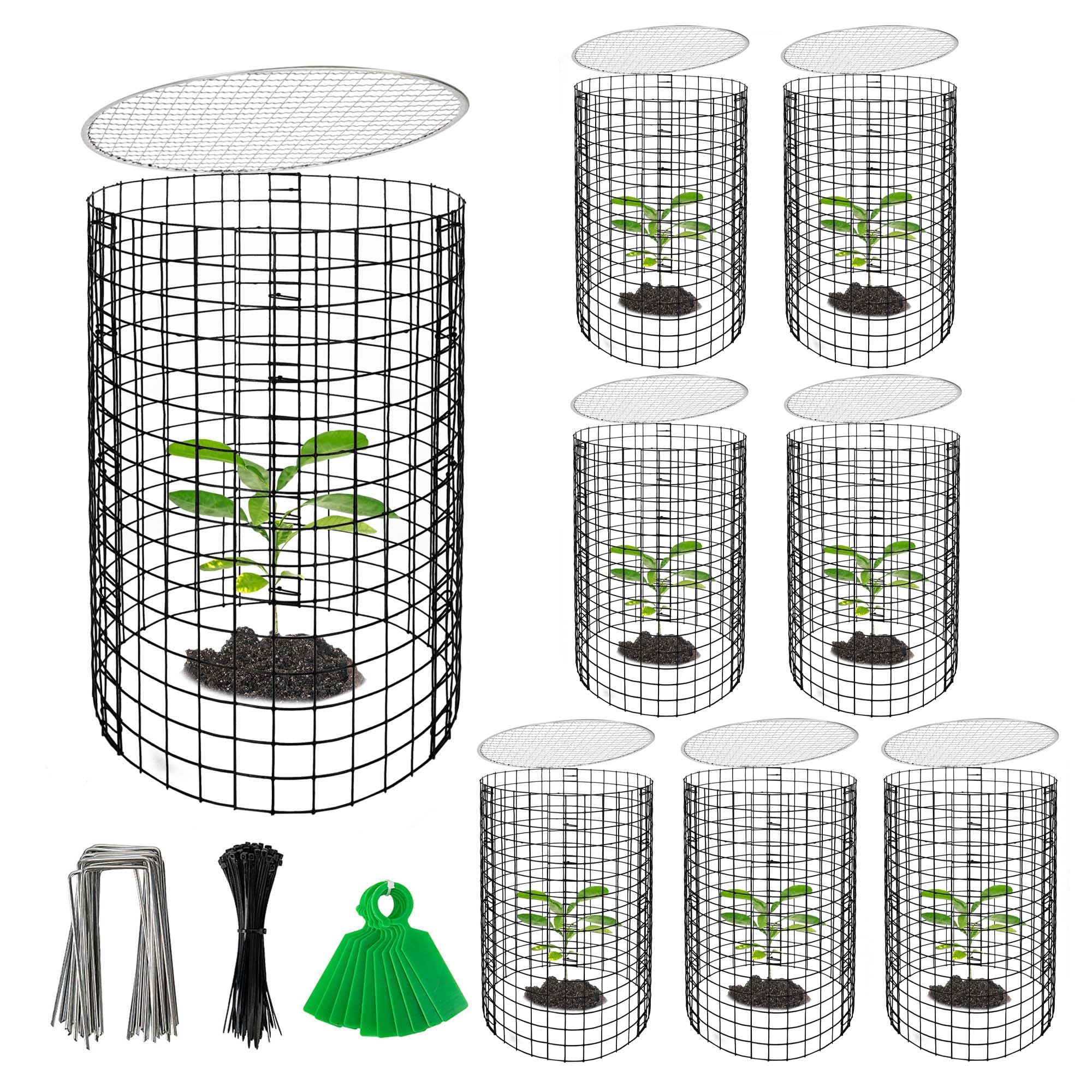 Adnee 8 Pack Wire Plant Protector with Cover-20" x 11" Detachable Metal Plant Protectors Mesh-Garden Plant Protectors for Flower Vegetable to Keep Animals Out
