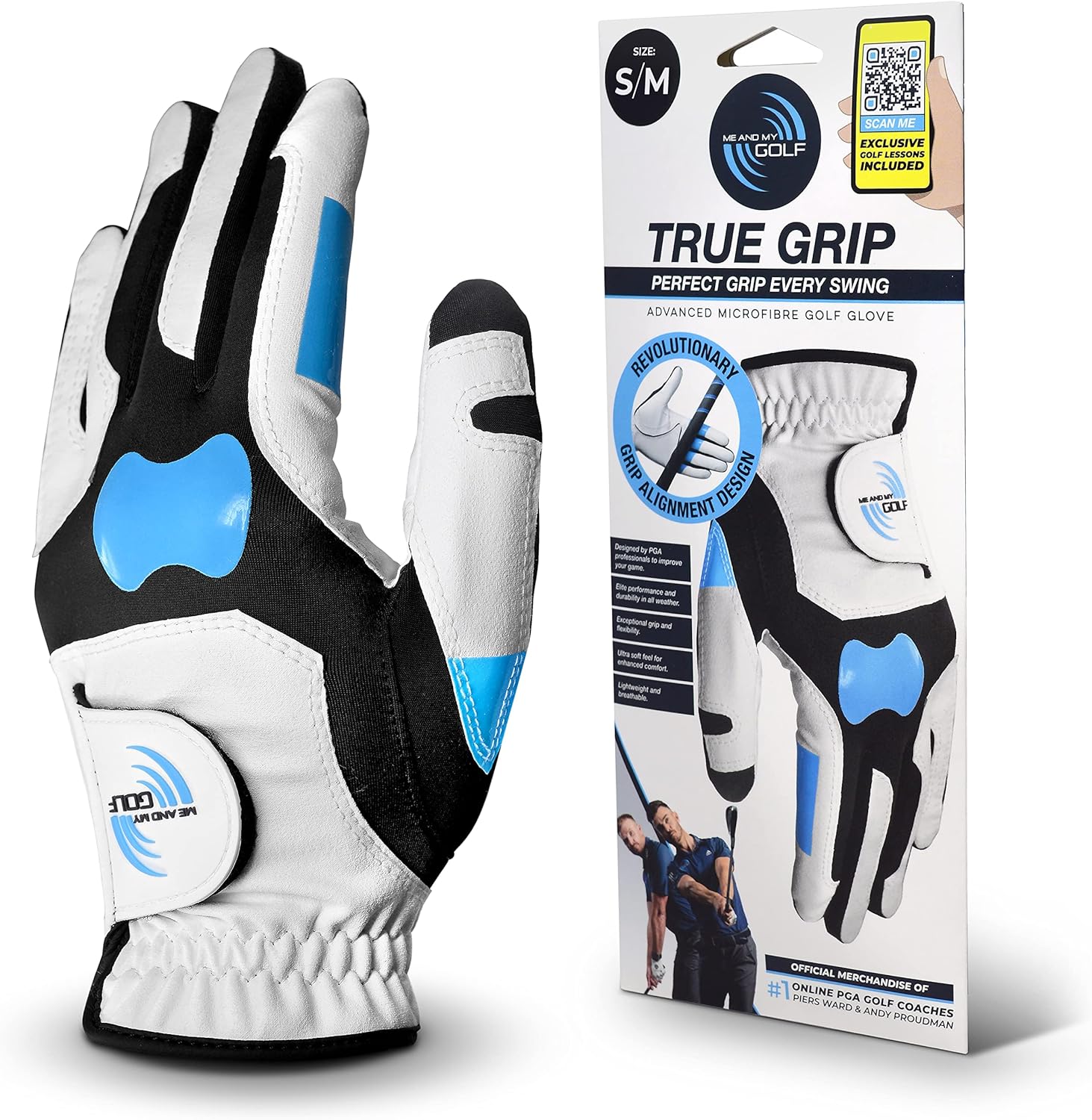 ME AND MY GOLF True Grip Training Golf Glove - Perfect Grip Every Swing, Includes Instructional Training Videos, Fix Your Slice and Improve Your Grip, Golf Gloves Men