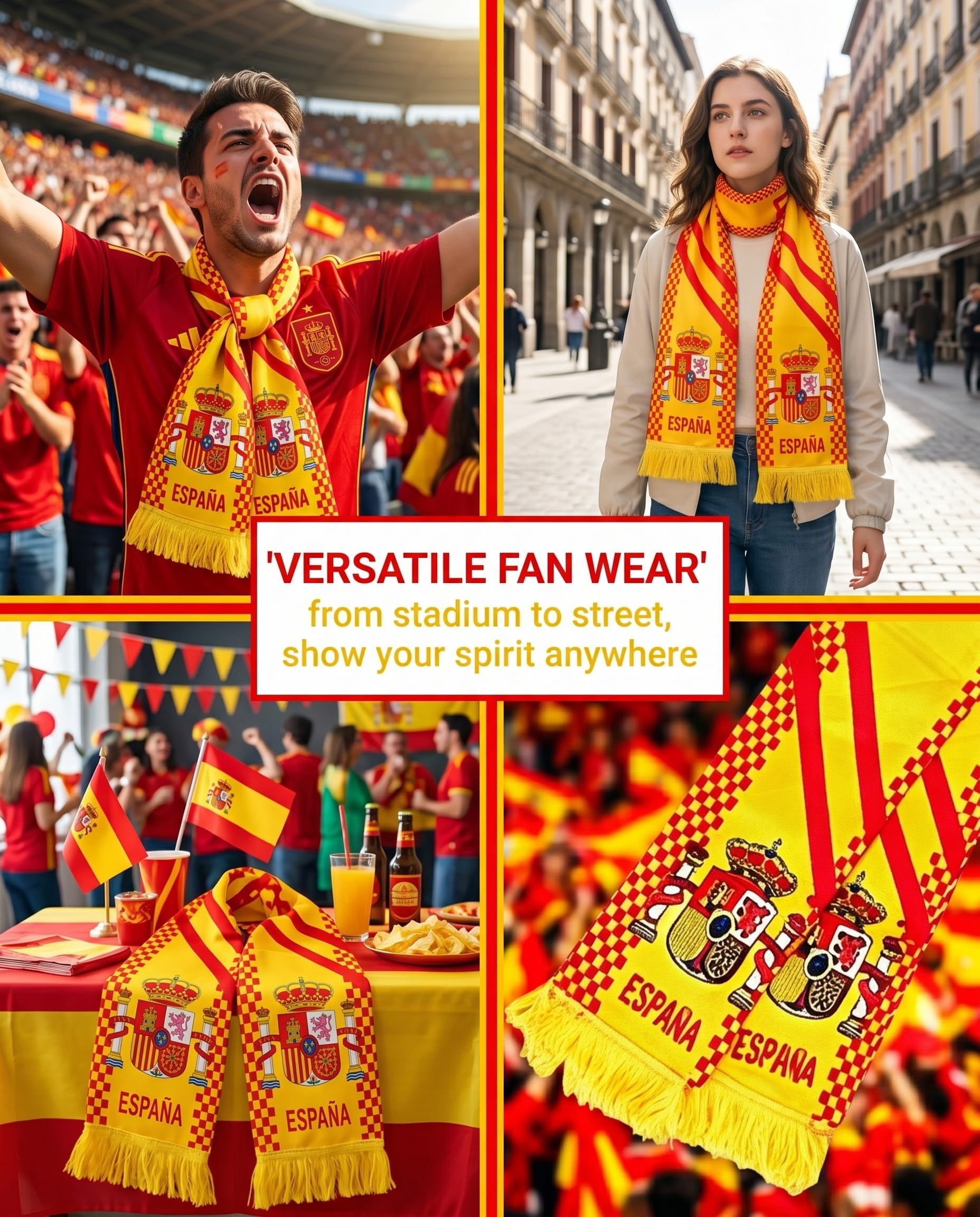 Sciarpa Ufficiale Spagna 2026 Mondiale Calcio TISCH Fan Stadio