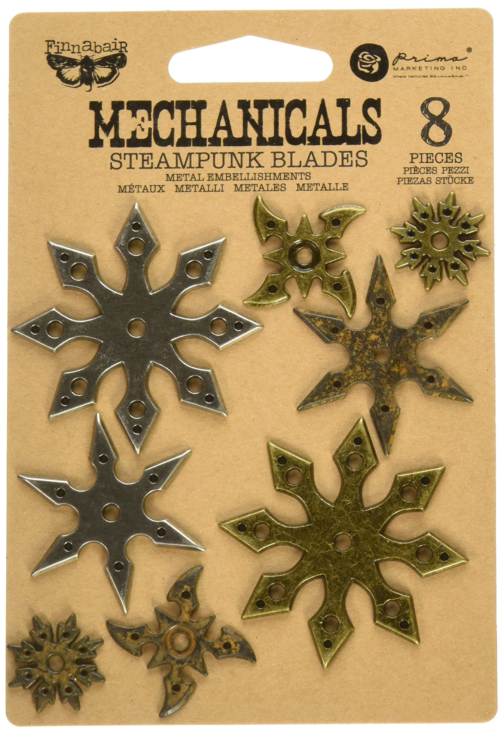 Prima Marketing 963446 Steampunk Blades Finnabair Mechanicals Metal Embellishments (8/Pack), Multicolor