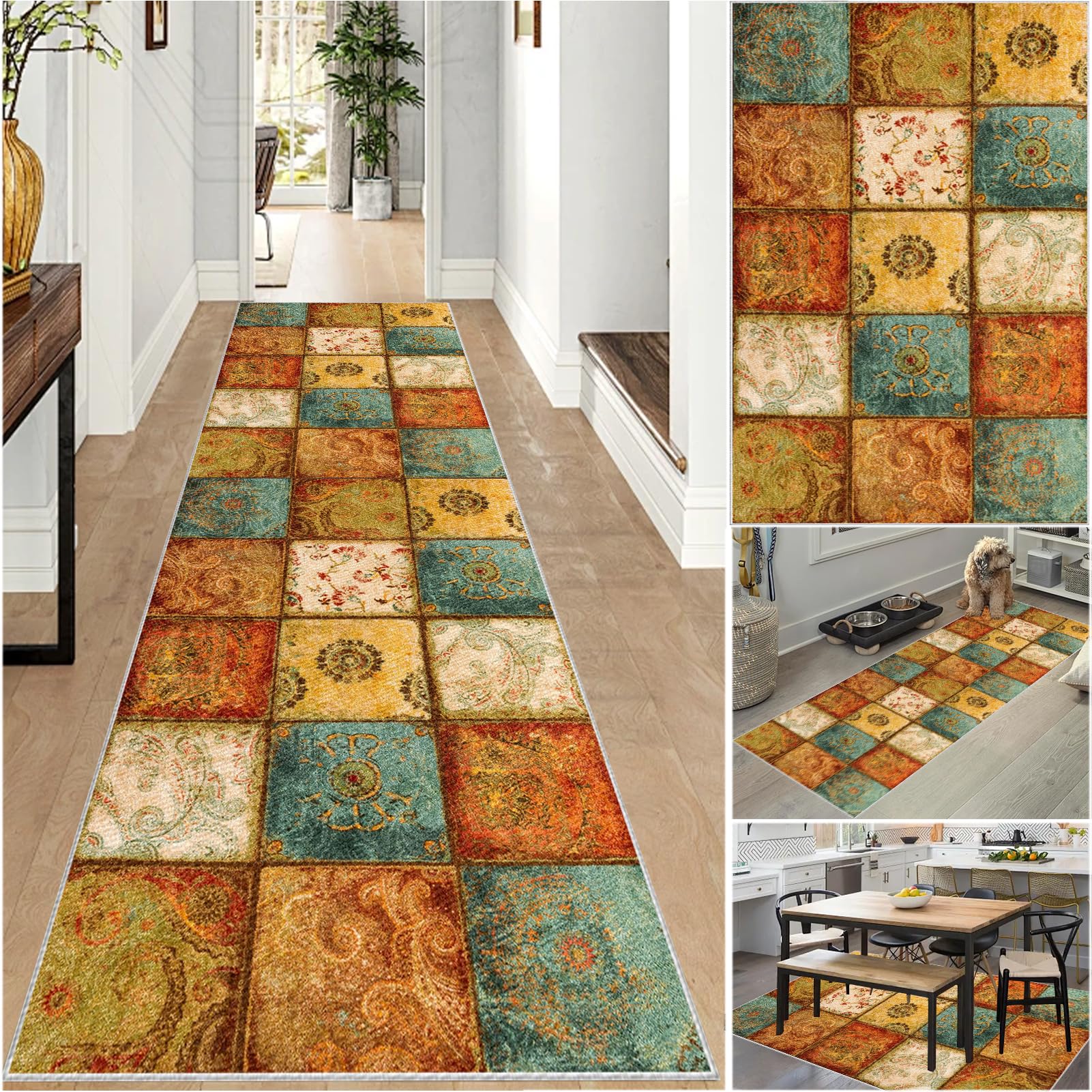 Alfombra larga para pasillo y cocina de 90x280 cm lavable