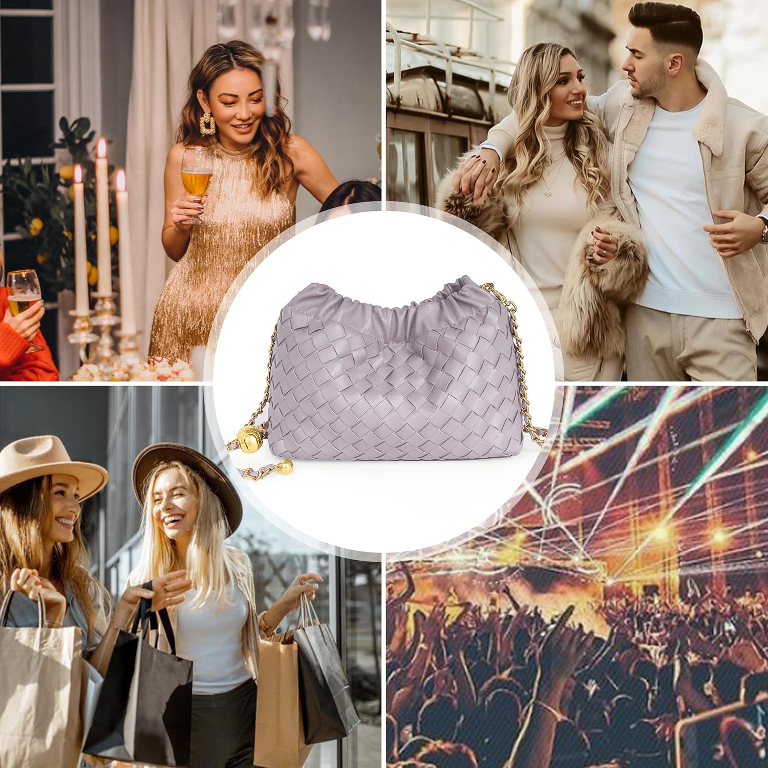 Joryin Woven Women's Crossbody Bag & Evening Purse, Trendy Dumpling Clutch & Hobo Cloud Shoulder Bag Trendy Dumpling Clutch - Image 7