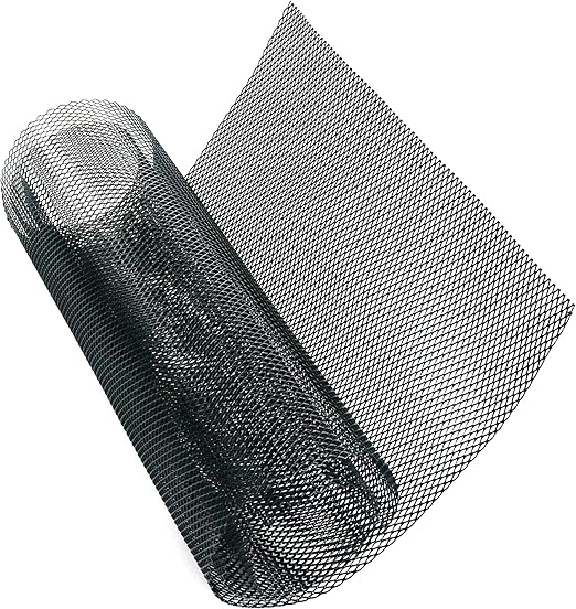 Modengzhe 40 x 13 inch Car Grill Mesh Sheet, Black Painted Aluminum Alloy Multifunctional Grille Mesh Roll, 3 x 6 mm Rhombic-Shape Grids