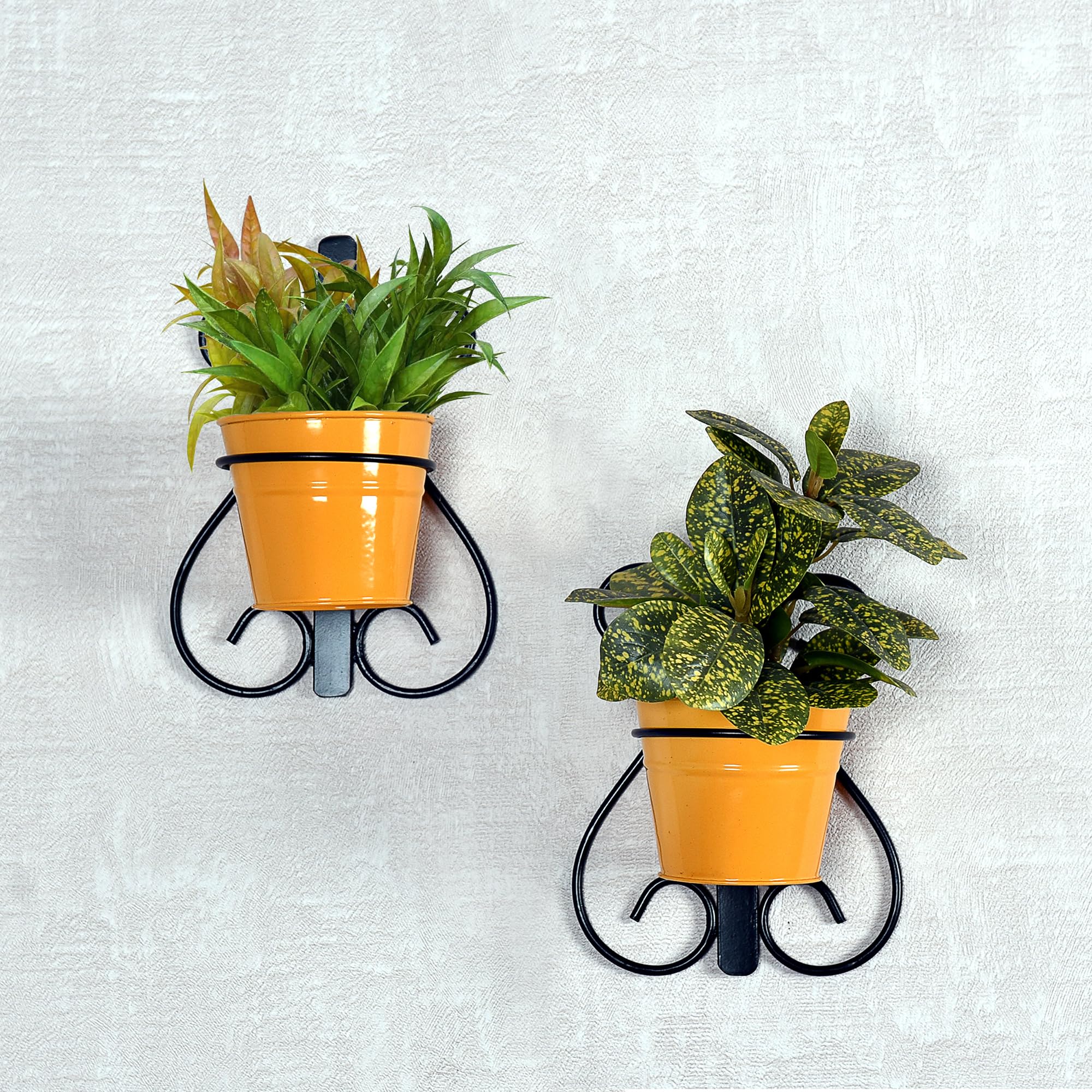 Homesake Wall Scone Metal Wall Planters Pot For Indoor Plants With Holder Set Of 2, Galvanized Iron Buckets Wall Mounted Planters With Stand Vertical Containers Balcony, Garden Decor, (Yellow) (B09FQG9V43) Amazon Price History, Amazon Price Tracker