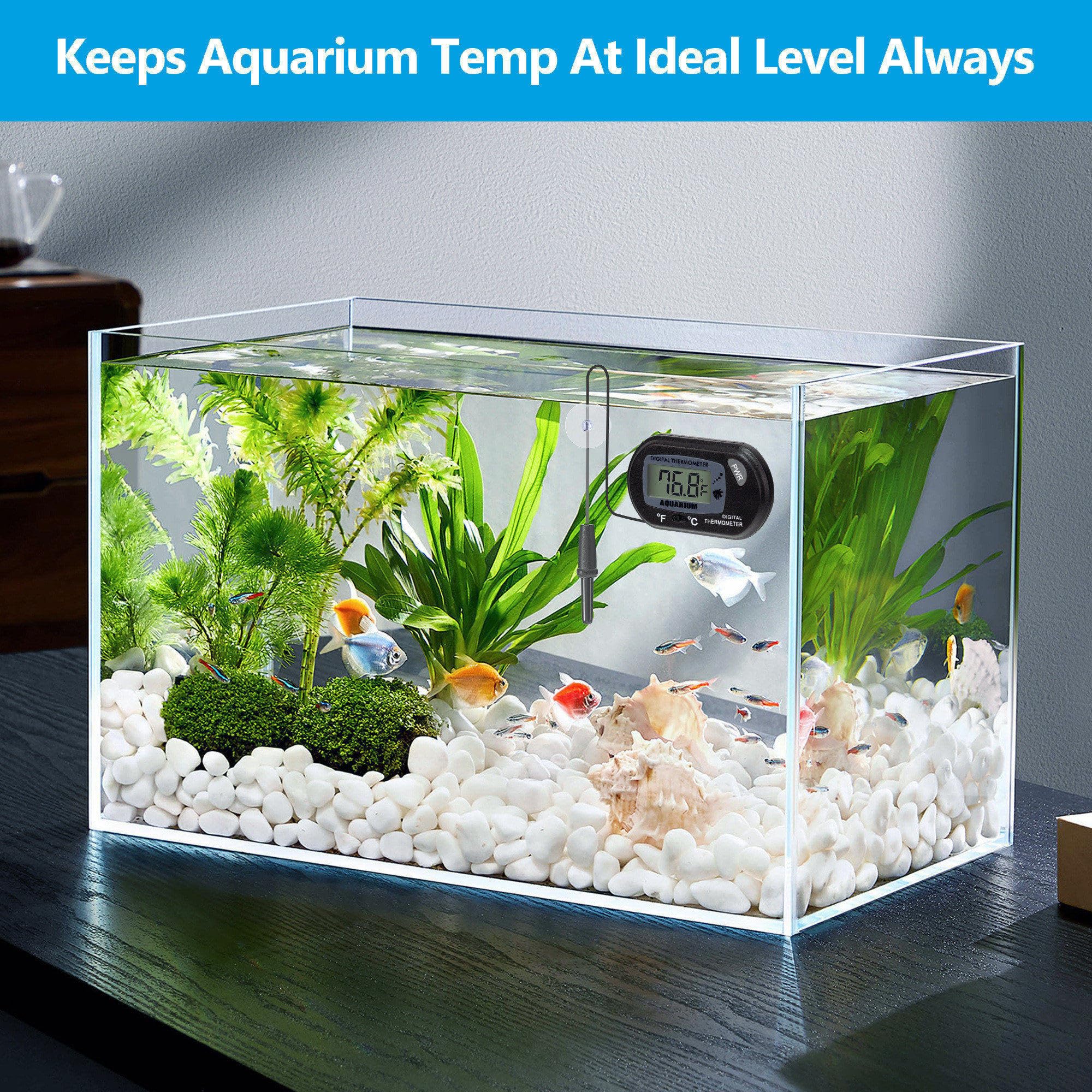 DaToo Termómetro de acuario con pantalla LCD grande Fahrenheit/Celsius (℉/℃) Termómetro de pecera para acuario, reptil, terrario, termómetro digital de agua con ventosa
