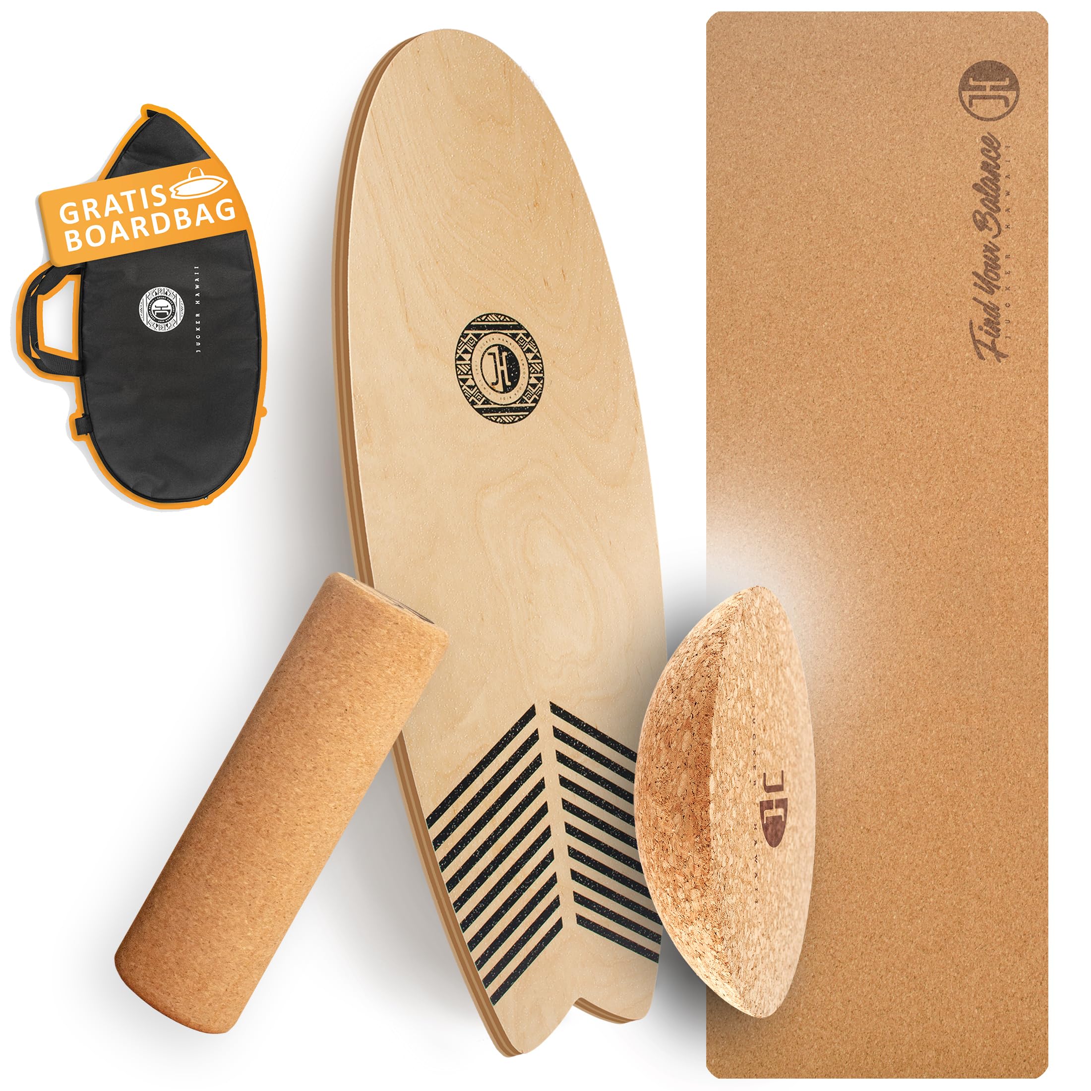 JUCKER HAWAII Balance Boards - Trick & Surf Balanceboard (100% Echtholz) mit extra rutschfester Oberfläche - Find Your Balance