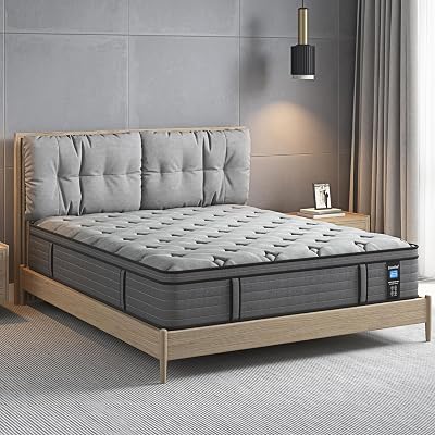 12 Inch Queen Mattress, Medium Firm Hybrid Queen Size Mattress in a Box, Pressure Relief Cooling Gel Memory Foam, Breathable Knitted Cover, Pocket Spring-Motion Isolation, Fiberglass-Free