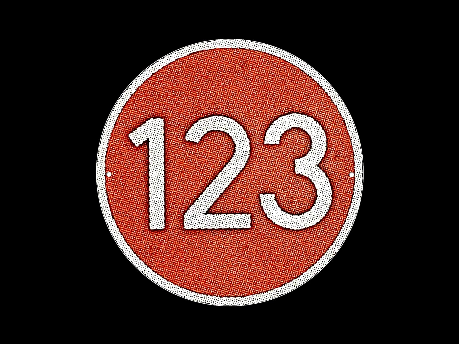Silk Screened Aluminum House Number Sign, Custom, Highly Reflective, Circular 8 inch, 12 Month Warranty (Red)
