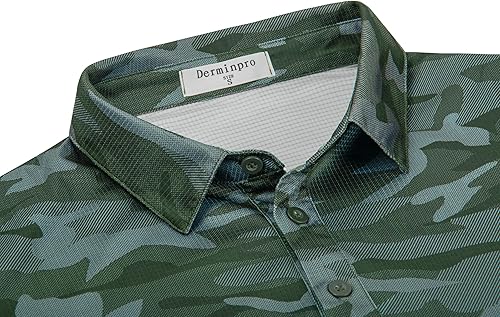 Miniatura 4 de Derminpro Camisetas de golf para hombre con camuflaje, absorbe la humedad, manga cortalarga, ajuste seco, polos de golf