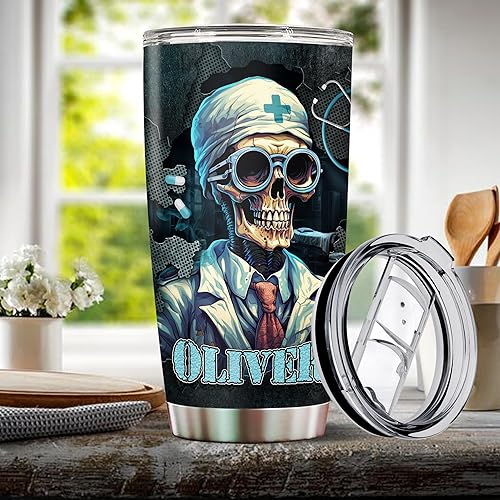 Miniatura 5 de Regalos personalizados para hombres, taza de café aislada de acero inoxidable de 20 onzas, taza de viaje, regalo de agradecimiento para médicos,