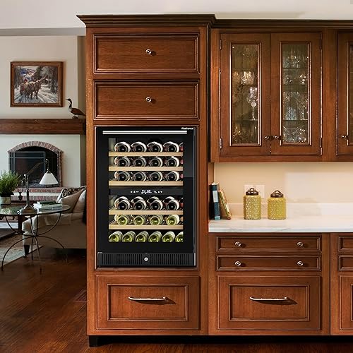 Miniatura 9 de Frostronics Refrigerador de vino de doble zona de 24 pulgadas, 51 botellas debajo del mostrador bodega integrada o independiente, enfriador de vino