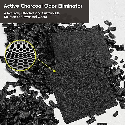 Miniatura 14 de EKO Recambios de filtro de olor para bote de basura y contenedor de compost, desodorante de carbón activado, fuerte absorbente de olores de carbón